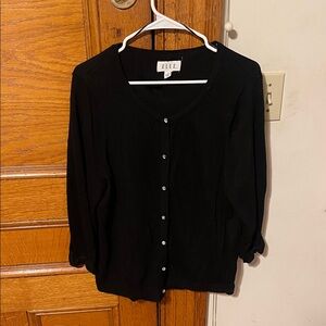 Elle Classic Black Button-Up Cardigan